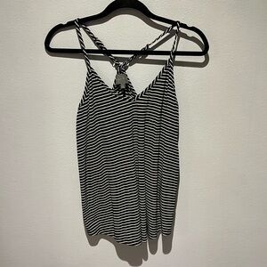 Black and white striped Sunday in Brooklyn racerback flowy tank